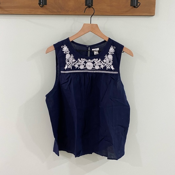 J. Crew Tops - NWT J. Crew Embroidered Cotton/Linen Tank Size 16